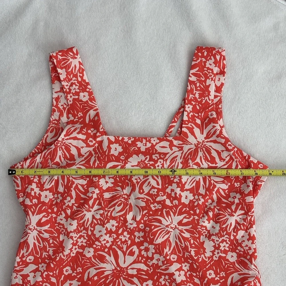 Krimson Klover Dress Tropical Built in Bra Coral Orange Pockets Sporty Sz Large - Picture 9 of 12